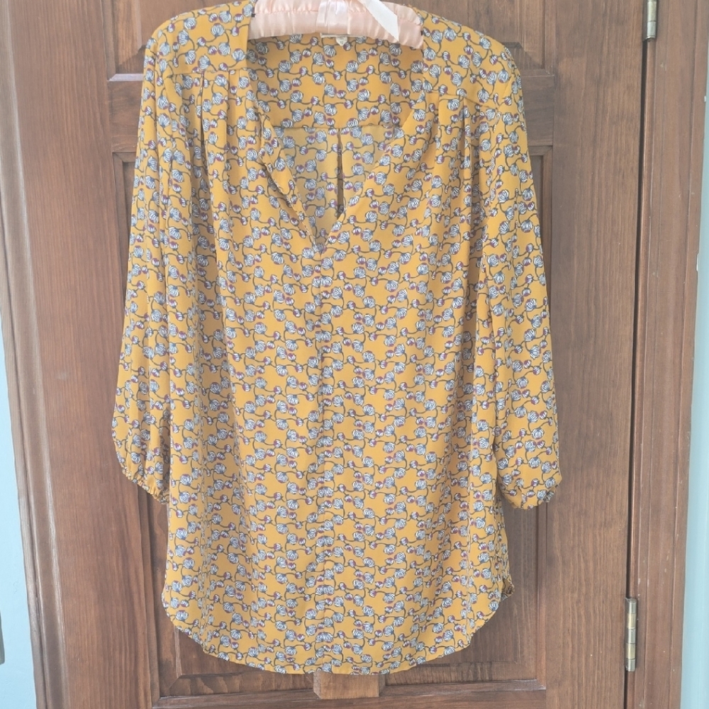 Yellow Patterned Blouse